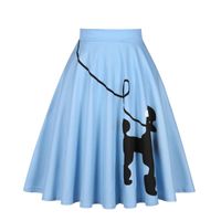 Jupes 2022 dames d'été mode bleu gros swing swing hauteur jupe de la taille de la taille de la taille du joker imprimerie riker moyen long vd2955
