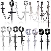 Gothic Cross One-piece Earrings Punk Pendant Tassel Clip Earring Sword Dangle Drop Earrings Men Women Rings Necklaces Jewelry G220312