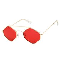 Top small oval square polygon sunglasses men and women metal frame eyes double beam yellow red retro trumpet popular round female 181J