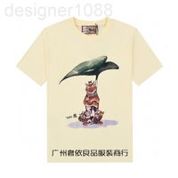 Camisetas para hombre Versión verificada de diseñador Correcto lindo tigre gato ilustración historieta de algodón puro pareja de manga corta marca redondo cuello redondo OOT7