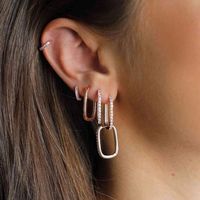 925 sterling silver paper clip huggie hoop earring geometric rectangle hoop minimal delicate 925 jewelry 210323301T