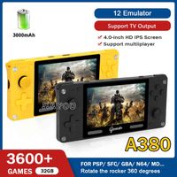 A380 Retro Video Game Console Game Game Player Bulit-IN12 تنسيقات 4 بوصة HD IPS Console Mames Console 3600  Games H220426