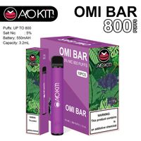 100% original aokit omi bar 800puffs descartáveis ​​e cigarro embutido 550mAh bateria preenchida 3,2 ml de vaporizador de vapor portátil vape bast vs geek bar pro pro pro pro