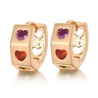 Fashion 18K Yellow Gold Plated Small Earrings Cubic Zirconia Little Hearts Hoop Earrings Women Ear Jewelry Heart Earring297t