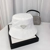 Celebrity Style Triangle Mark White Bucket Hat Women' s ...