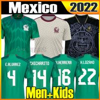 4xl 2022 Meksika Futbol Jersey Oyuncu Versiyonu Hayranları Ulusal Copa America 2021 2022 Kit Çoraplar Tam Setler Chicharito Lozano Guardado Raul Erkek Çocuklar Kadın Futbol Gömlekleri