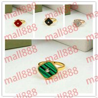 Fashion diamond designer Band ring many colours clover shell jewelry 18k plated wedding rings for women Party Anniversary engageme267O