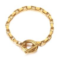 Link, bracciali cavi rettangolo con tono d'oro a catena per donne in acciaio inossidabile petto di braccialetti a levette di moda con chiusura di moda DB336