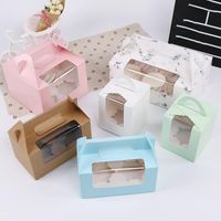 Gift Wrap 2 4 6 Cups Decorative Cupcake Boxes With Removable Tray Clear Window For Party Packing Cake Gifts Biscuit Pastry BoxesGift
