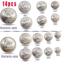 14pcs 그레이트 영국 주권 전체 세트 놋쇠 사본 동전 동전 빅토리아 동전 홈 장식 예술 아트 컬렉션 2127