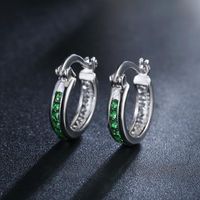 Hoop & Huggie Sterling Silver Colorful Zircon Earrings For W...