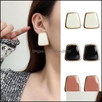 5Colors Black White Enamel Korean Stud Earrings For Women Fashion Jewlery Simple Female Earring Oorbellen Aretes De Mujer Drop Delivery 2021
