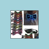 ファッションの男性Led El Wire Necktie発光ネオンフラッグリングライトアップ蝶ネクタイイブニングパーティーデコレーションH9ドロップデリバリー2021タイ