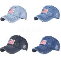 ABD Kovboy Şapkaları Trump Amerikan Beyzbol Kapakları Yıkanmış Sıkıntılı ABD Bayrakları Güneşlik Parti Şapkası DD220