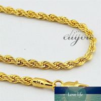 New Fashion Jewelry 4mm Mens Womens 18K Yellow Gold Filled Necklace Rope ed Chain Gold Jewellery DJN86 Factory expert d245j