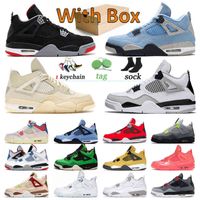 New Bred Jumpman 4 4S Black Cat Original Basketball Shoes White Oreo Mens Womens Trainers Neon Sports Military Sneakers