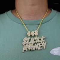 Chaines Hip Hop Big Money Letter Pendant Collier Iced Out Bling Cubic Zircon Men's Rappen Jewelry Top Quality Fashion Drop