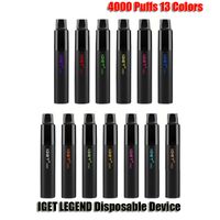Authentic IGET LEGEND Disposable E Cigarettes Pod Device Kit 4000 Puffs Powerful Battery 12ml Prefilled Cartridge Vape Pen Original VS Bar Plus XXL Max King