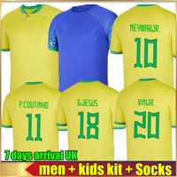 22 23 Pele Soccer Jersey Camiseta de futbol paqueta neres coutinho top thai di qualità thai Jesus marcelo Casemiro Brasil Brasile Maillots uomini e set di bambini