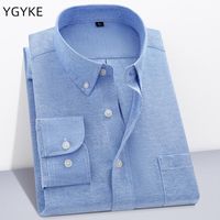 Men's Dress Shirts Spring And Autumn Men's Oxford Spinning Long-Sleeved Solid Color Iron-Free Business Formal Wear Casual Professional W