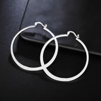Hoop & Huggie Women's 5.5cm 55mm Flat Circle Earrings 925 Stamp Silver Color Wedding Charm Fashion Jewelry 2022 Gift GaaBou JewelleryHoo