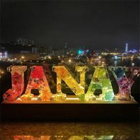 Personalized Custom 26 Letter Initial Pressed Dried Flower Nightlight USB LED Wood Base Night Light Home Decor Unique Gift 220623