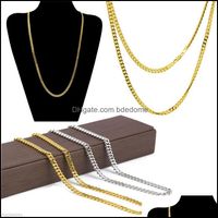 Ketten Halsketten Anhänger Schmuck M 5mm Gold Sier Cuban Link Kette Frauen Frauen 18k plattiert Hip Hop Halskette Mode Drop Lieferung 2021 EI92y