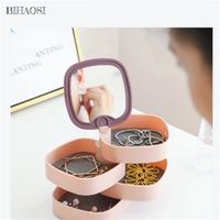 Jewelry box multi-layer large capacity portable multi-function Earring Necklace Ring dust-proof storage 220507