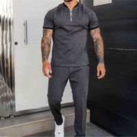 Piece Set Men's Round Collar Zipper Tshirt à manches courtes Polo Summer Pantalage Cantasual Tracksuit Sportswear Men Y 220707