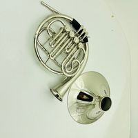 Professionelles französisches Horn Doppelzeile 4-Taste b / f vernickelt Musicalinstrument mit Mundstück