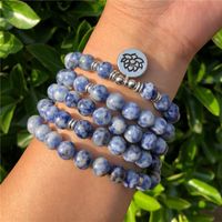 Braccialetti di fascino Spot di pietra naturale Blu Jasper Sodalite Mala Bracciale Collana rotonda Crystal Reiki Healing Fashion Jewelry per Womencha
