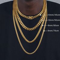 Correntes 6mm/8mm/10mm/12mm de hip-hop 18k banhado a ouro Miami Chain Link Chain Stainless Aço colar presente para homens jóias de jóias chainschai