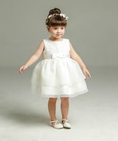 Rose Blume Baby Mädchen Kleid Beige Satingürtel Babykleider Mädchen Kleidung zum Geburtstag Taufe Vestido Infantil 3-24m