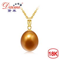 Daimi 8.5-9mm Freshwater Pearl Brown Color Pendant Necklace 18k Yellow Gold Pendant Summer Necklace Fine Jewelry J190718287Q