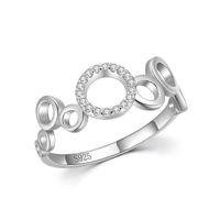 PLAINE 925 STERLING Silver White Rhodium CZ Pierres Anneau géométrique Round Cercle Design Rings Rings Bijoux United States Market Women Jewelry Factory Wholesale