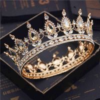 Acessórios para cabelos de casamento Noiva Royal Purple Crystal Queen Rei Tiaras e coroas Concurso de noiva Jóias de Ornamento de Diadema Cabeça 0213300x