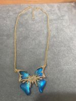 Cadenas Joyas de moda europea y americana con incrustaciones de circón azul de esmalte de esmalte de mariposa collar