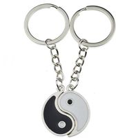 Vintage Silver Couple China Enamel Yin Yang Keychain Key Ring Key Chain Souvenirs Valentine's Gift For Keys Car Jewelry NEW268H