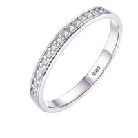 Women Engagement Ring Small Zirconia Diamond Half Eternity Wedding Band Solid 925 Sterling Silver Promise Anniversary Rings R012211C