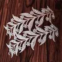 Luxury Silver Color Crystal Leaf Vine Bridal Tiaras Crowns W...