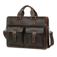 Briefcases Retro Men' s Briefcase Leather Bag Business 15...
