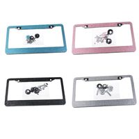 License Plate Frame License Tag Cover Holder Stainless Steel Auto Car Styling Glitter Crystal Rhinestone Truck Vehicle 31cmx16cm216C