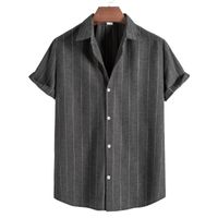 Chemises décontractées pour hommes Chemises à manches courtes rayées Men Chemise Homme 2022 Bouton Slim Fit Up Harajuku Streetwear Malemen's