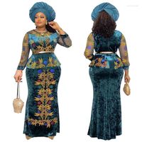 Abbigliamento etnico abiti da festa in velluto eleganti per donne ricami africani da ricamo da dashiki più vestiti nigeriani caftan maxi robeethn