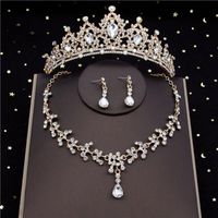 Orecchini collana coreana set di gioielli da sposa in cristallo per set di matrimoni a corona da sposa da donna