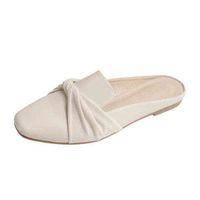 2022 chanclas de primavera para mujeres zapatillas Baotou media zapatilla de tacón nuevo zapato soltero lefu sandalias de cuero zapatillas 220622