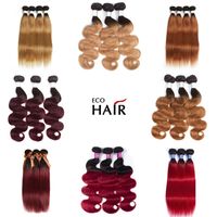Brasil Virgin Hair Bundle 1B/30 1B/27 1B/99J Extensiones de cabello humano 3 4 BUNDLES PERUVIAN INDIA MALAYSIANO 1B/BURG TWO TONES OMBRE Color Cabello Weave