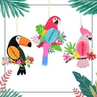 Party Decoration 3Pcs Honeycomb Tropical Bird Hanging Paper Ornaments Hawaiian Luau Decorations For Home Wedding SuppliesParty