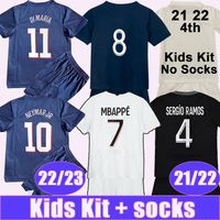 202122 23 MBAPPE Kit Kit Soccer Jerseys Di Maria Kimfembe Sergio Ramos Home Away Away 3rd 4th Football Cirts Verratti Draxler Icardi Uniformes infantis