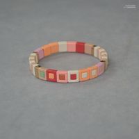 Pulseira 2022 ra macarone rosa esmalte bracelete elástico boêmio racket mix moda Raym22